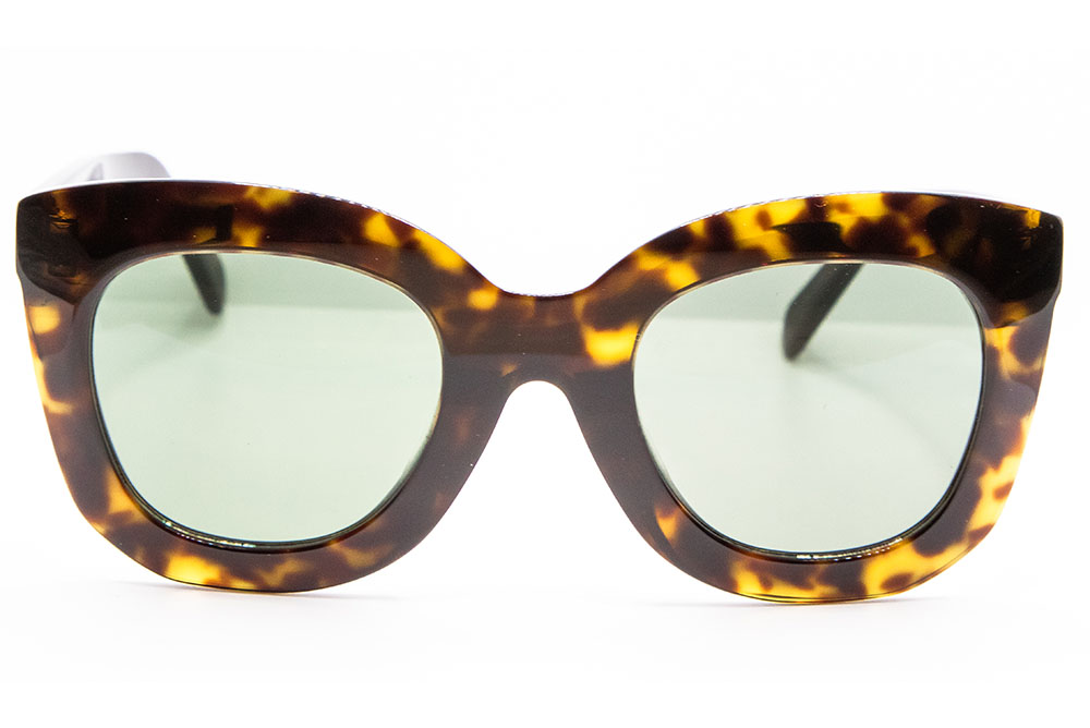 Celine CL 40005F 52N Dark Havana / Green Sunglasses 49mm | eBay