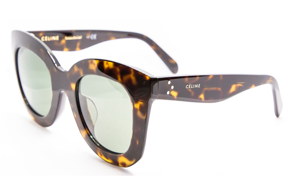 Celine CL 40005F 52N Dark Havana / Green Sunglasses 49mm | eBay