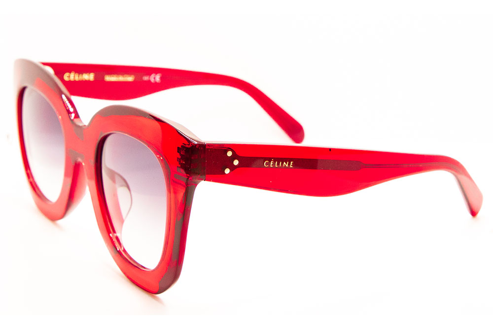 Celine CL 40005F 66B Transparent Red / Gray Sunglasses  display picture 1