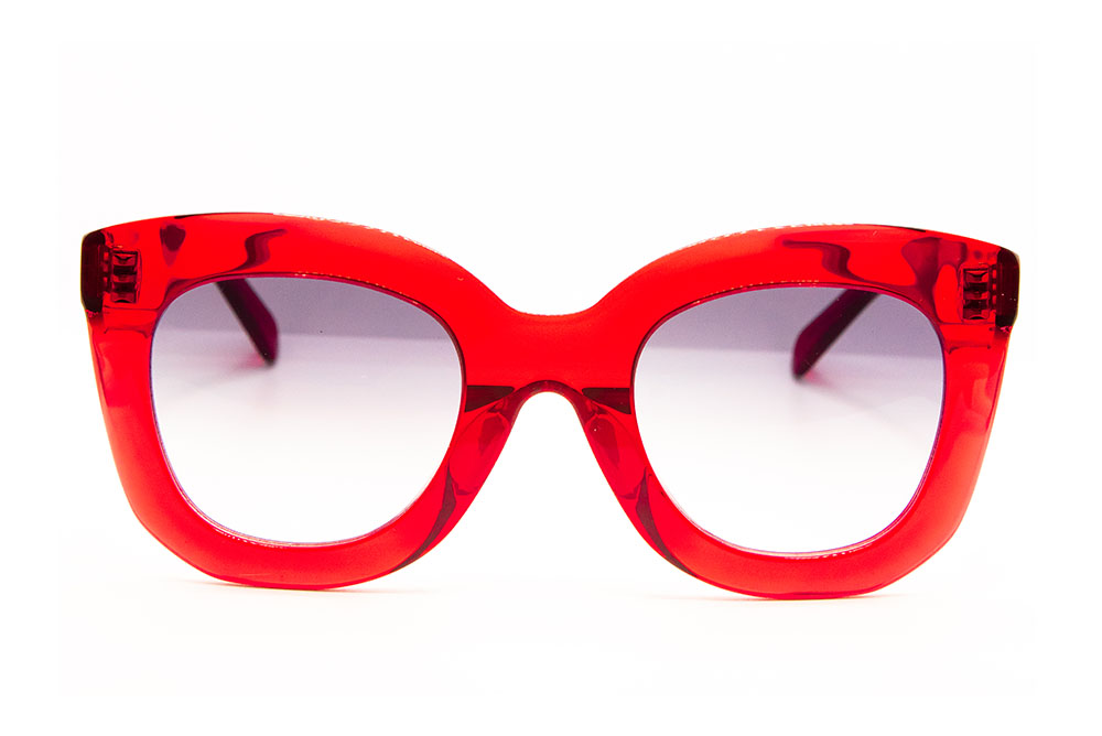 Celine Red Transparent Frame Sunglasses Celine CL 40005F 66B Transparent Red / Gray Sunglasses  main image 3