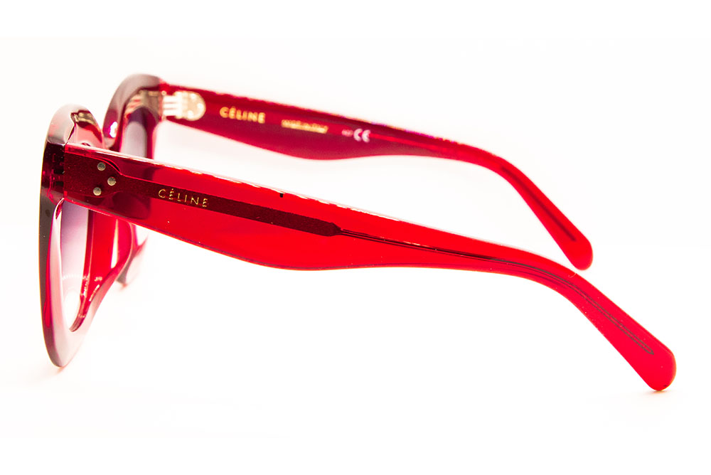 Celine CL 40005F 66B Transparent Red / Gray Sunglasses 