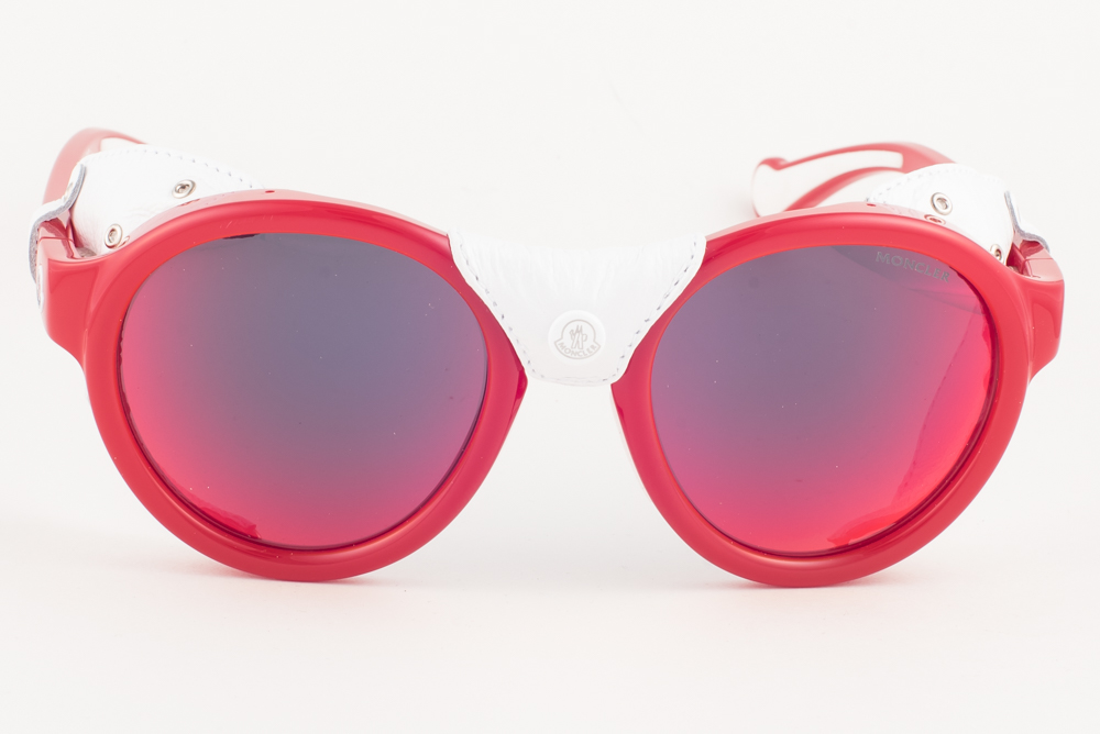 Moncler ML0046 67C Red White Leather / Red Mirror Sunglasses  display picture 3