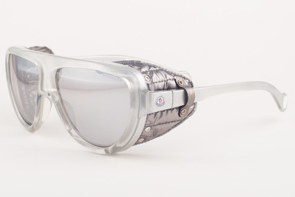 Moncler ML0089 20C Silver Leather / Gray Mirror Sunglasses  display picture 2