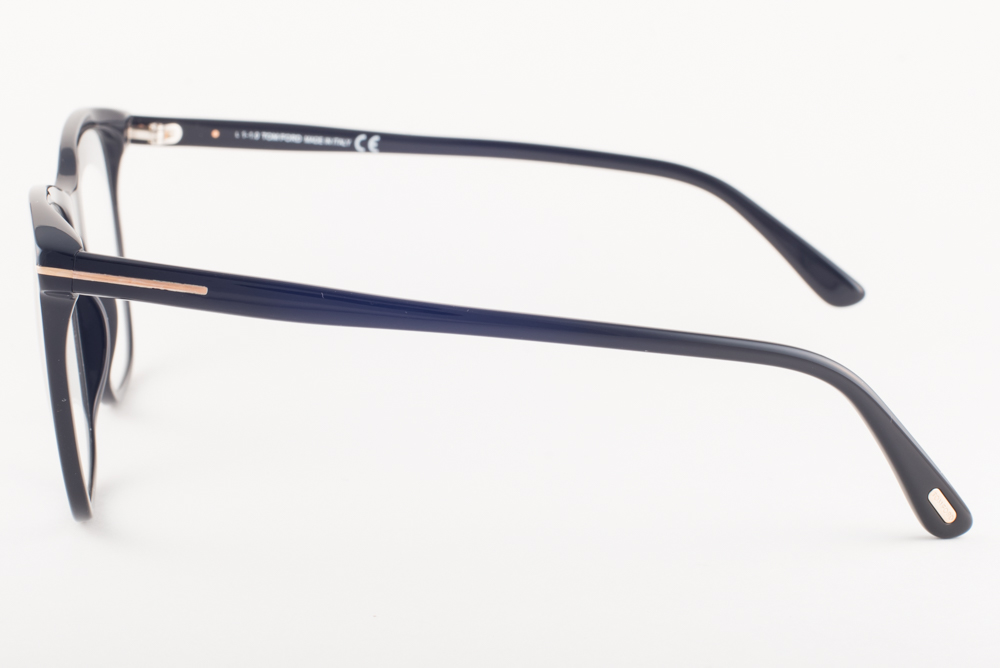 Tom Ford 5672 001 Shiny Black / Blue Block Eyeglasses TF5672 