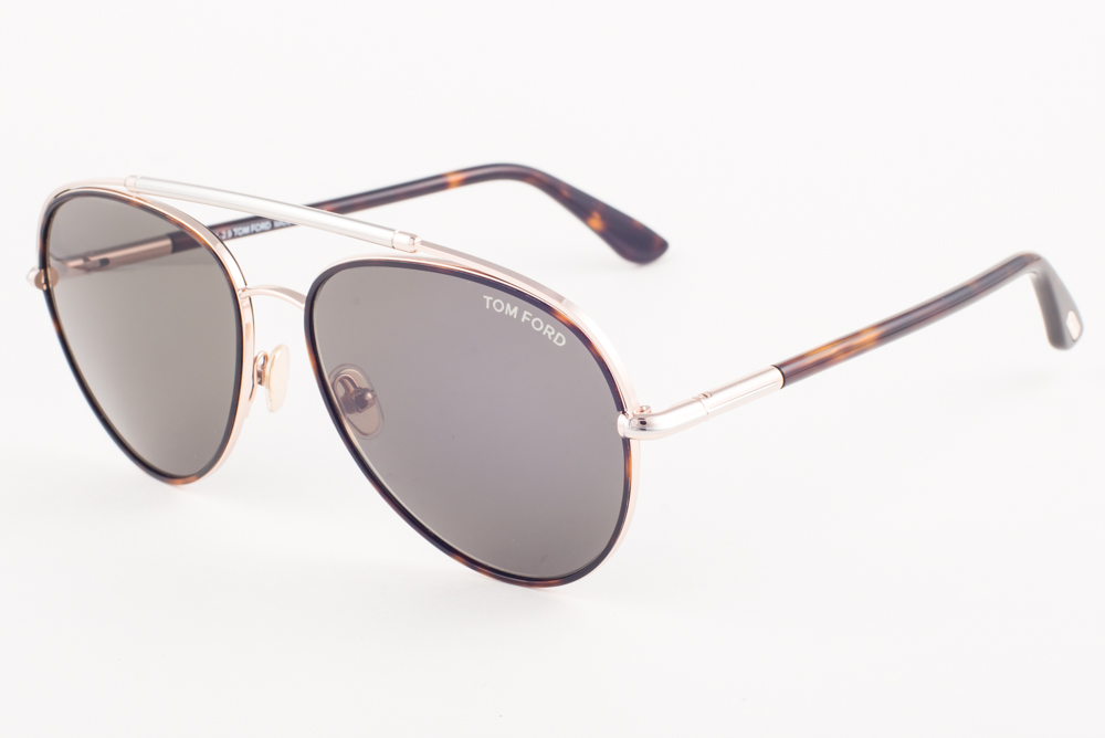 Tom Ford CURTIS Rose Gold Havana / Green Aviator Sunglasses  display picture 1