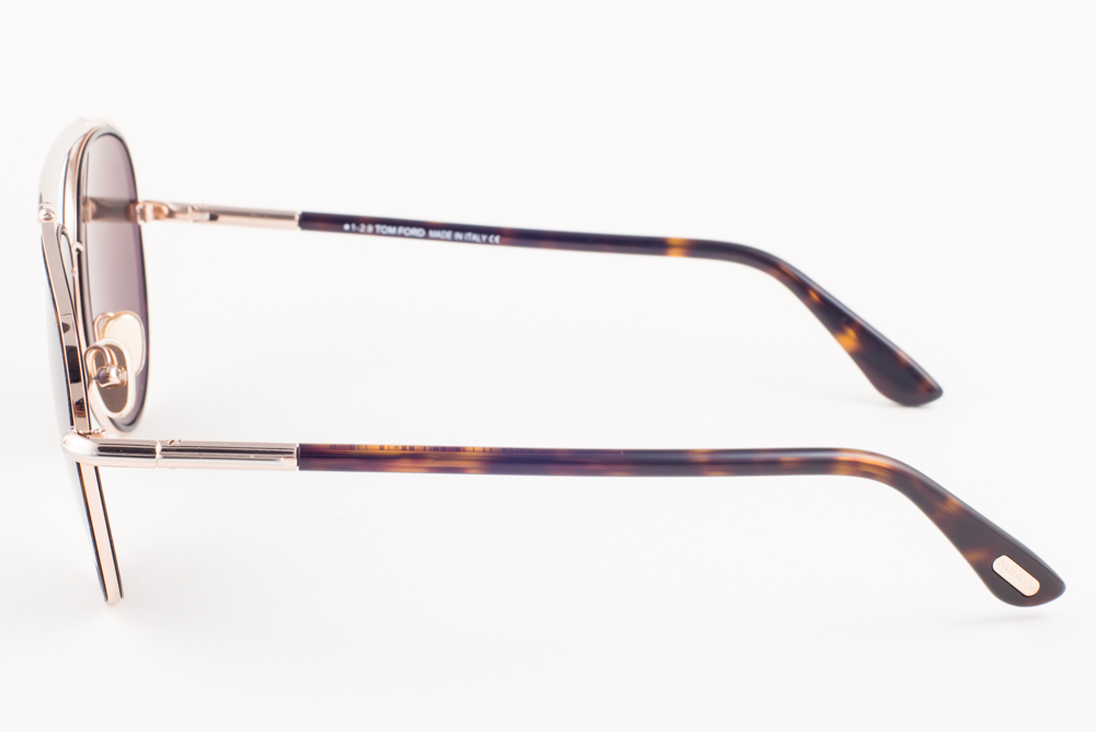 Tom Ford CURTIS Rose Gold Havana / Green Aviator Sunglasses  display picture 2