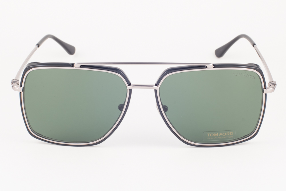 Tom Ford LIONEL 750 01N Shiny Black / Green Sunglasses TF750-01N