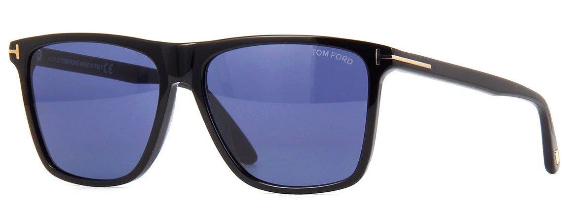Tom Ford FLETCHER 832 01V Shiny Black / Blue Sunglasses TF832 01V